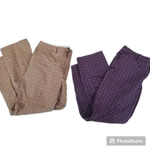 Two pairs of Land's End Fit 2 straight leg ankle cropped cigarette pants, sz 14